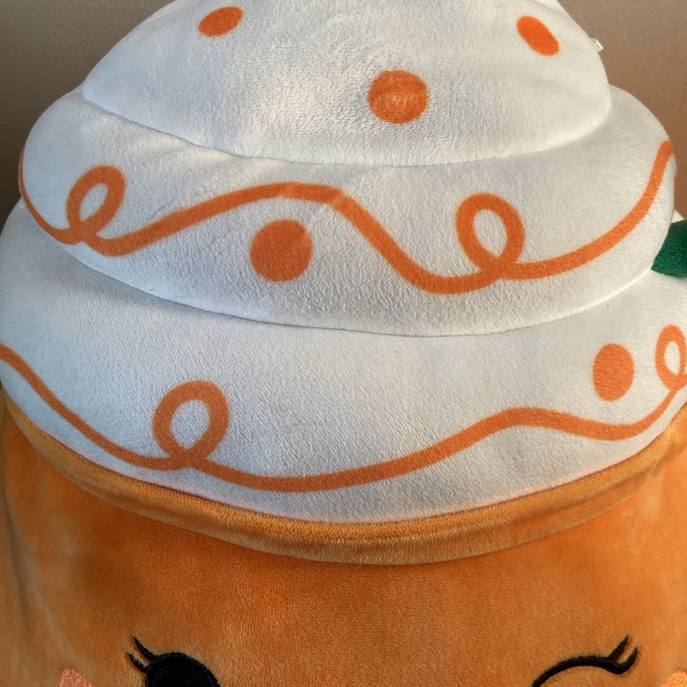 Cute Orange White Pumpkin Spice Latte Original Squishmellows Plush Fall Large - Picture 2 of 5